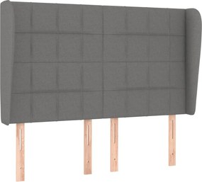 vidaXL Tăblie de pat cu aripioare gri închis 147x23x118/128 cm textil