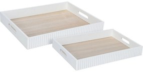 Set de tăvi de servire Stripes albe, 2 buc
