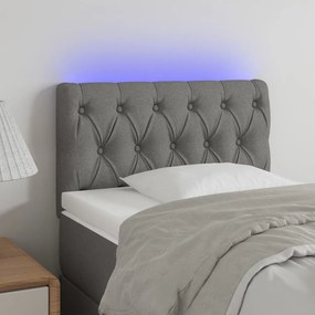 3121922 vidaXL Tăblie de pat cu LED, gri deschis, 80x7x78/88 cm, textil