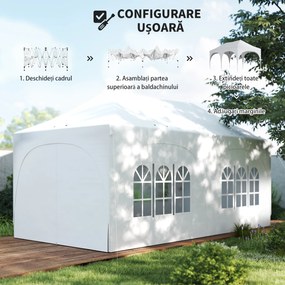 Outsunny Gazebo pliabil 3x6 m, cu pereți detașabili, saci cu nisip, geantă de transport și protecție UV30+, gri deschis/alb | Aosom Romania