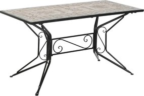 Masă dining de exterior din fier forjat, cu design mozaic ceramic, stil mediteraneean, "Tesera"