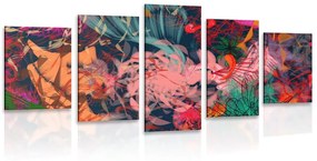 Tablou 5-piese flori abstracte