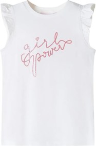 vidaXL Tricou pentru copii, mâneci cu volane, ecru, 140