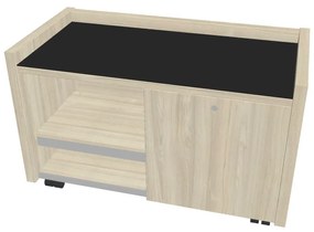 Comodă mobilă Verno 100 x 50 cm cu sticlă, dreapta, salcâm / negru