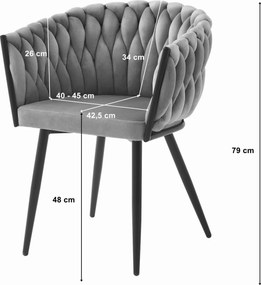 Černé jídelní křeslo ORION VELVET s černými nohami