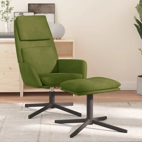 3097801 vidaXL Scaun de relaxare cu taburet, verde deschis, catifea
