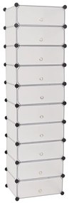 244919 vidaXL Organizator de pantofi interconectat, 10 compartimente, alb