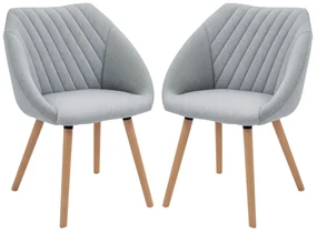 HOMCOM Set de 2 Scaune de Dining Design scandinav, Picioare subtiri din lemn de fag, Scaun cu spătar și brațe ergonomice, Gri | Aosom Romania