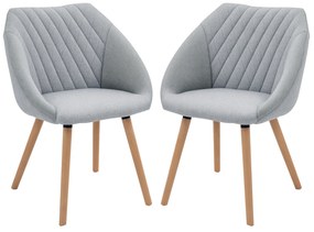 HOMCOM Set de 2 Scaune de Dining Design scandinav, Picioare subtiri din lemn de fag, Scaun cu spătar și brațe ergonomice, Gri | Aosom Romania