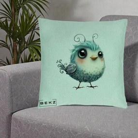 Perna Decorativa Pui Teal cu Aripioare Ornamentale, 40x40 cm, Verde Menta, Husa Detasabila, Perna Inclusa, BEKZ®