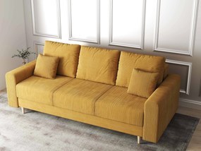 Canapea extensibilă dumonde cu ladă de depozitare si sezut confortabil din spuma high-density, Kronos Zoom Mustar 210x100 cm