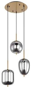 Lustra cu 3 pendule design modern Blacky I negru mat, alama