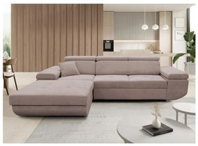 Colțar extensibil în L CASTELO, cu spațiu de depozitare, varianta stânga, bej