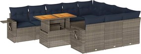 vidaXL Set canapele de grădină cu perne, 11 piese, gri, poliratan