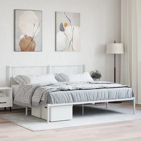 372330 vidaXL Cadru de pat metalic cu tăblie, alb, 180x200 cm