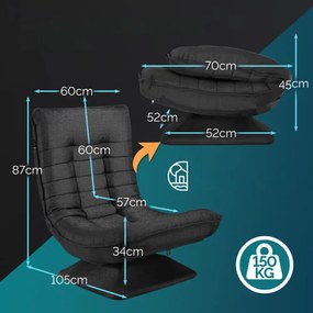 Șezlong ABERDEEN, 87x60x105cm, negru Casaria