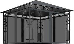 vidaXL Pavilion cu plasă anti-țânțari&lumini LED, antracit, 3x3x2,73 m