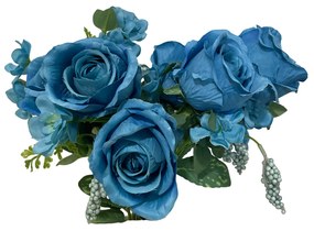 Trandafiri artificiali Paulette, Albastru, 45cm