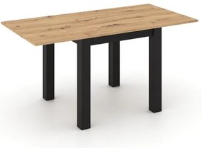 Masă de dining extensibilă ZARO, stejar artisan/negru