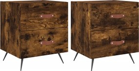 vidaXL Noptiere, 2 buc., stejar fumuriu, 40x35x47,5 cm, lemn compozit
