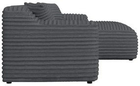 Colțar gri închis cu tapițerie din catifea reiată (cu colț pe partea dreaptă, cu șezlong) Martin – Ropez