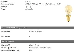 Set de 4 becuri E14 LED Bulb A Shape 4W 111181 HZ