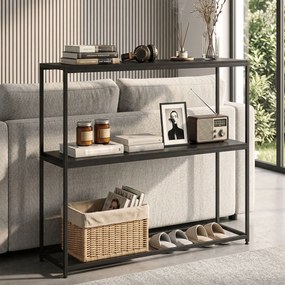 HOMCOM Consolă din oțel 2 etajere Design modern pentru living intrare coridor 100 x 30 x 87 cm Negru | Aosom Romania