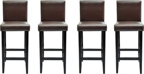 vidaXL Scaune de bar, 4 buc., maro închis, piele ecologică