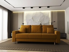 Canapea extensibilă dumonde cu ladă de depozitare si sezut confortabil din spuma high-density, Kronos Ambience Mustar 210x100 cm
