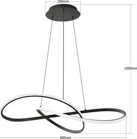 Brilagi - Lustra LED reglabilă pe cablu INFINITY LED/80W/230V 80x80 cm neagră + telecomandă