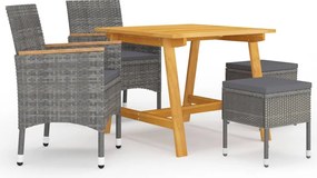 vidaXL Set de masă pentru grădină, 5 piese, gri