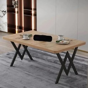 Masa bucatarie texturata, nuc-negru, 120x80x75 cm, A0100