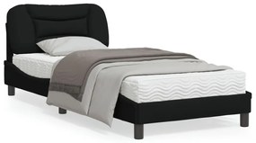 3213671 vidaXL Cadru de pat cu lumini LED, negru, 90x190 cm, textil