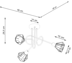Lustră pe tijă ARTEMIS 3xE14/40W/230V neagră Sollux SL.1109
