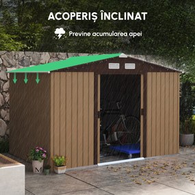 Outsunny casuta ustensile, magazie de gradina, sopron pentru unelte de exterior 277x195x192cm, galben | Aosom Romania