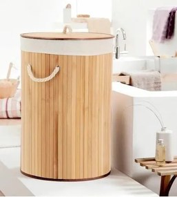 Compactor Coș pentru rufe murdare Bamboo rotund, natural