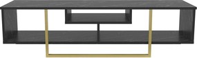 Comoda TV ASAL 150, negru/auriu, PAL melaminat, 150x35x40 cm