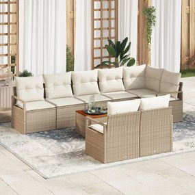 vidaXL Set de canapele pentru grădină cu pernă 9 pcs Bej Rattan poli