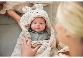 Pătură de înfășat din polar Iepuraș 100x105 cm Nougat Jollein