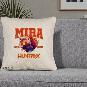 Perna Personalizata K-pop HUNTRX Mira Personaj Avoline, 40x40 cm, Bej Canapea, Husa Detasabila, Perna Inclusa, BEKZ®