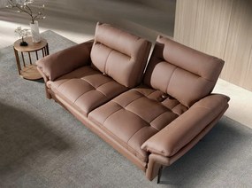 Canapea 2 locuri, tapitata cu piele naturala, spatar rabatabil Maro