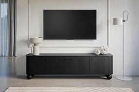 Comodă TV Vesper 4D 187 cm - negru / mânere negre / picioare rotunde