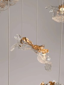 Lustra casa scarii LED otel auriu si sticla transparenta AVESA