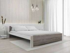 Pat IKAROS 140 x 200 cm, alb/dub trufa Saltea: Saltea Coco Maxi 20 cm, Somiera: cu somiera din laturi