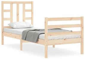 3193881 vidaXL Cadru de pat cu tăblie single mic, lemn masiv