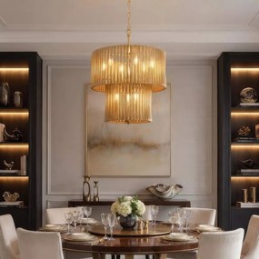 Lustra suspendata moderna metal auriu Split 9Lt