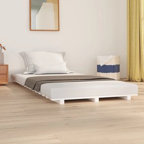 824554 vidaXL Cadru de pat, alb, 100x200 cm, lemn masiv de pin