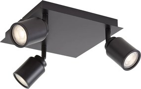 Spot modern pentru baie negru pătrat 3 lumini IP44 - Ducha