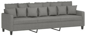348848 vidaXL Canapea cu 3 locuri, gri închis, 210 cm, material textil