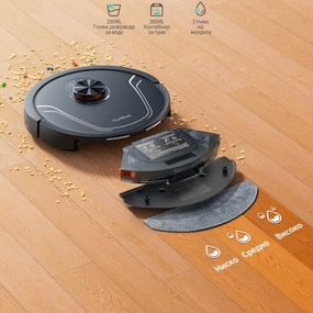 Aspirator robot Honiture V8 Pro CRV549, 5000 Pa, 290 ml, 180 min, Curatare uscata/umeda, 3 viteze, Moduri automate, Zone, Comanda vocala, Honysmart, Negru